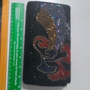 Black beaded evening bag